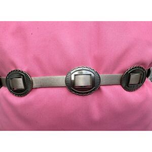 BCBG‎ Boho Western L/XL Champagne Color Belt with Brass Tone Metal Detail NWT